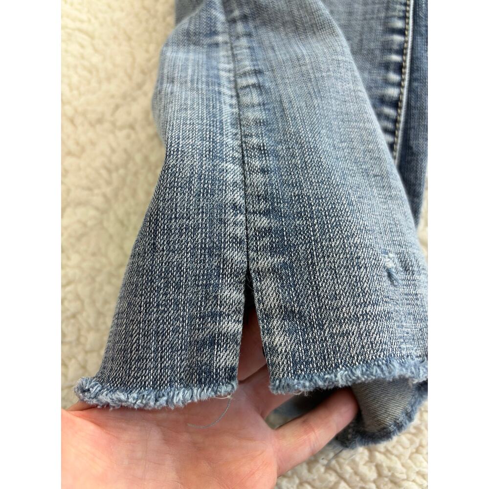 Rock & Roll Denim Womens Low Rise Boot Cut Jeans 32x29 Embroidered Split Hem - Picture 9 of 10